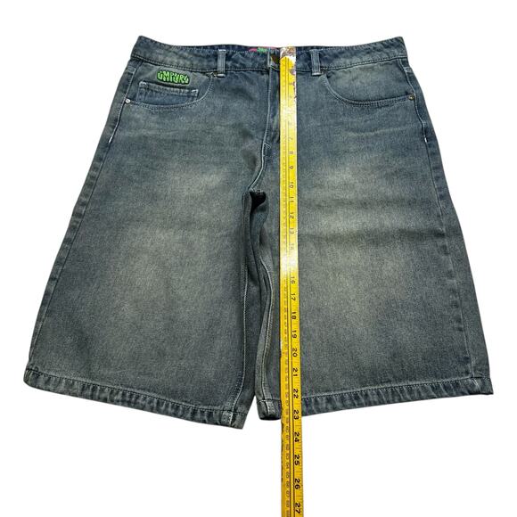 Y2K Empyre Sydney Petrol Wash Loose Fit Denim Shorts Women Sz 12 baggy loose - Picture 7 of 13